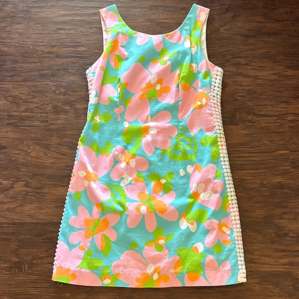 Lilly Pulitzer Aqua, Pink & Green Floral Shift Dress